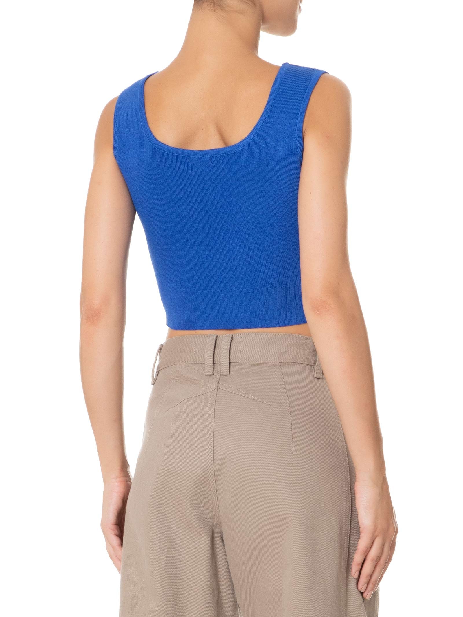 Blusa Feminina Tricot Decote Em V  Azul Basiq