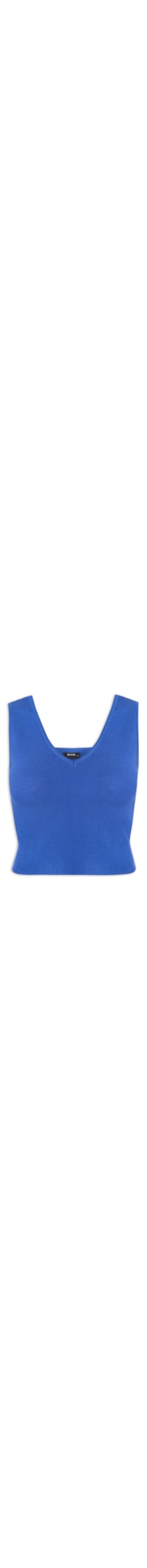 Blusa Feminina Tricot Decote Em V - Azul