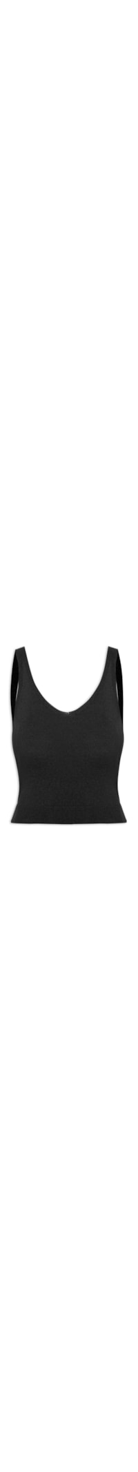 Blusa Feminina Tricot Decote Em V - Preto