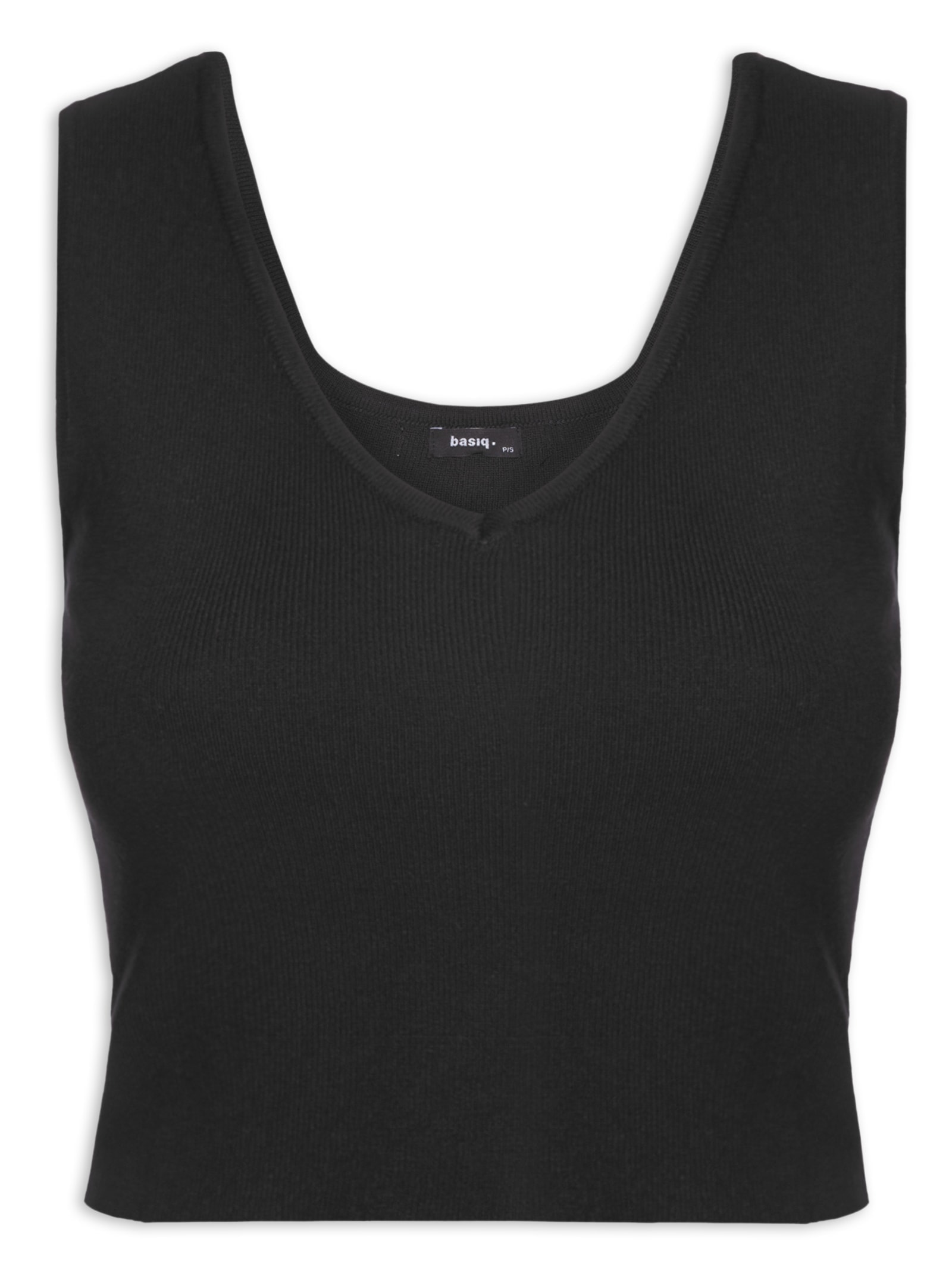 Blusa Feminina Tricot Decote Em V Preto Basiq