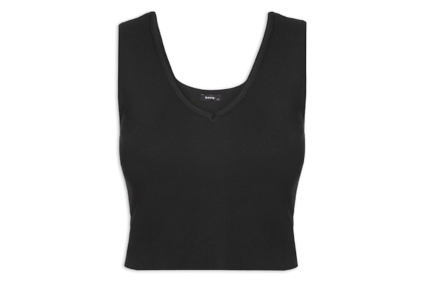 Blusa Feminina Tricot Decote Em V - Preto