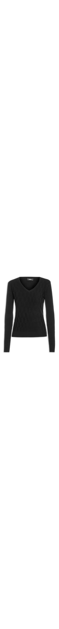 Blusa Feminina Tricot Decote Em V - Preto