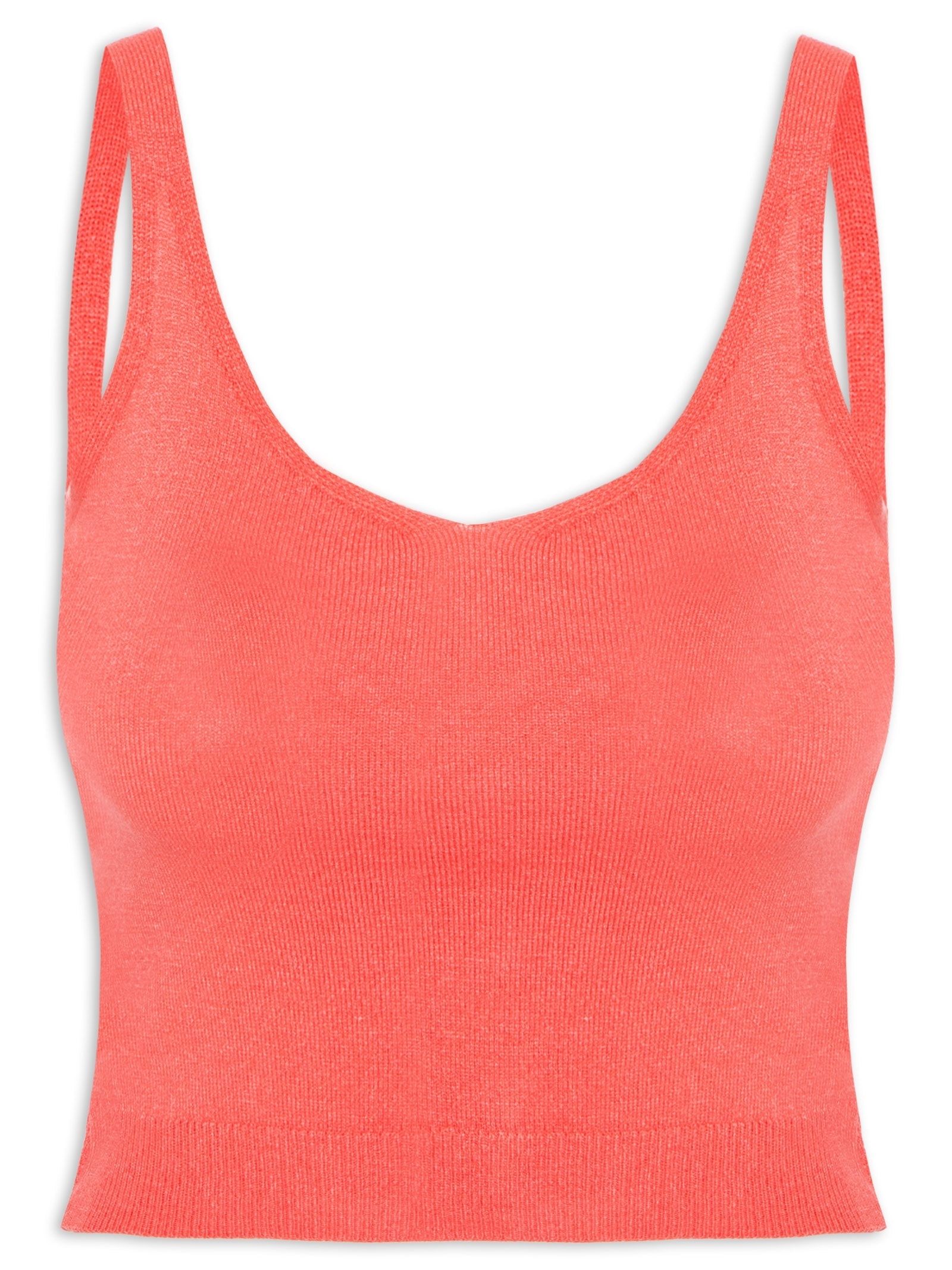 Blusa Feminina Tricot  Decote Em V Vermelho  Basiq