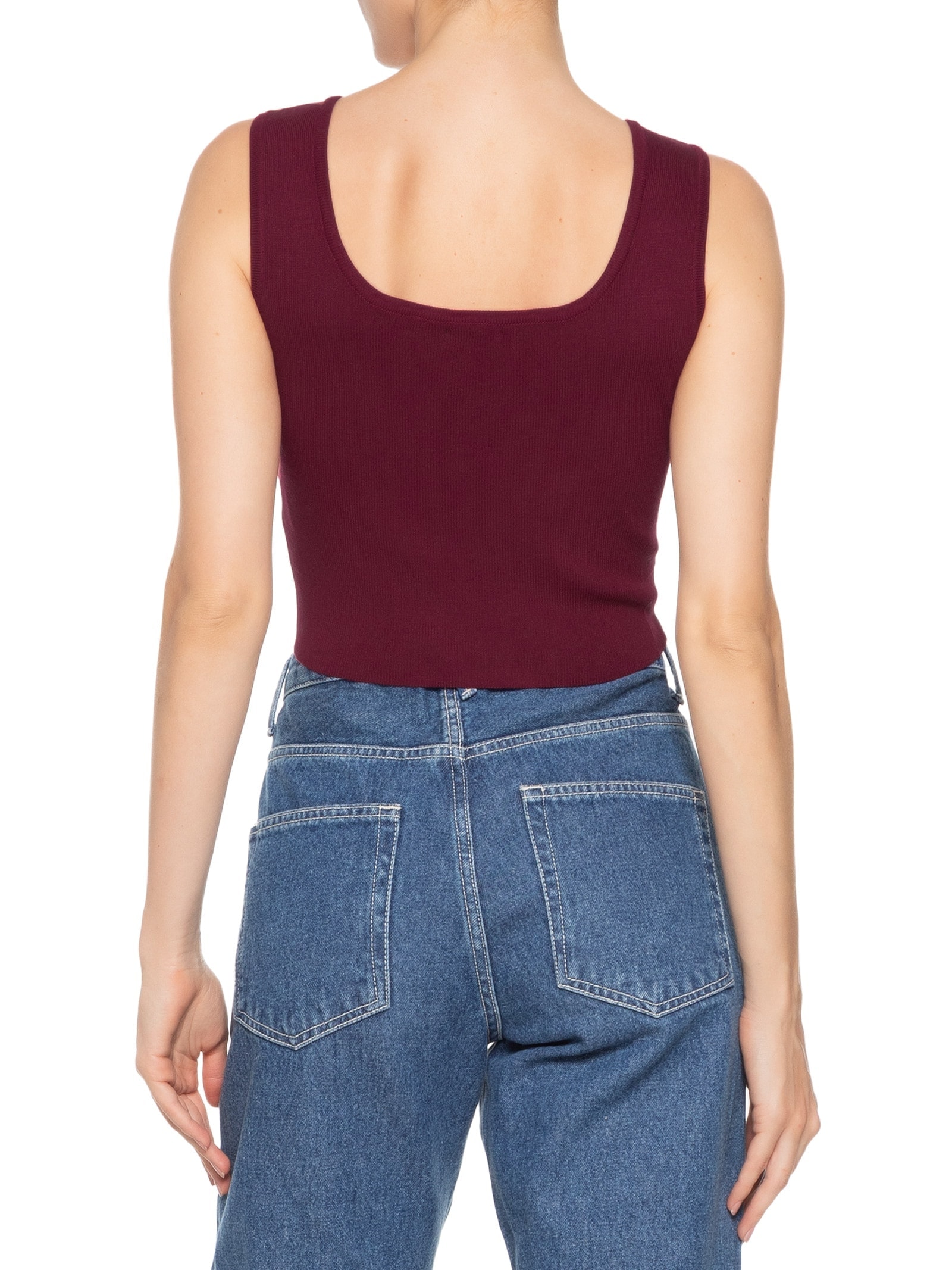 Blusa Feminina Tricot Decote Em V Vinho Basiq