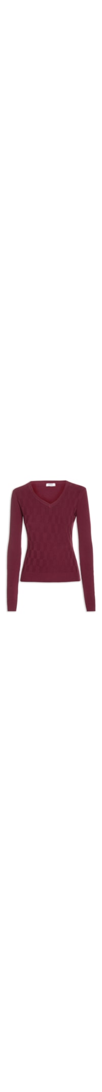 Blusa Feminina Tricot Decote Em V - Vinho