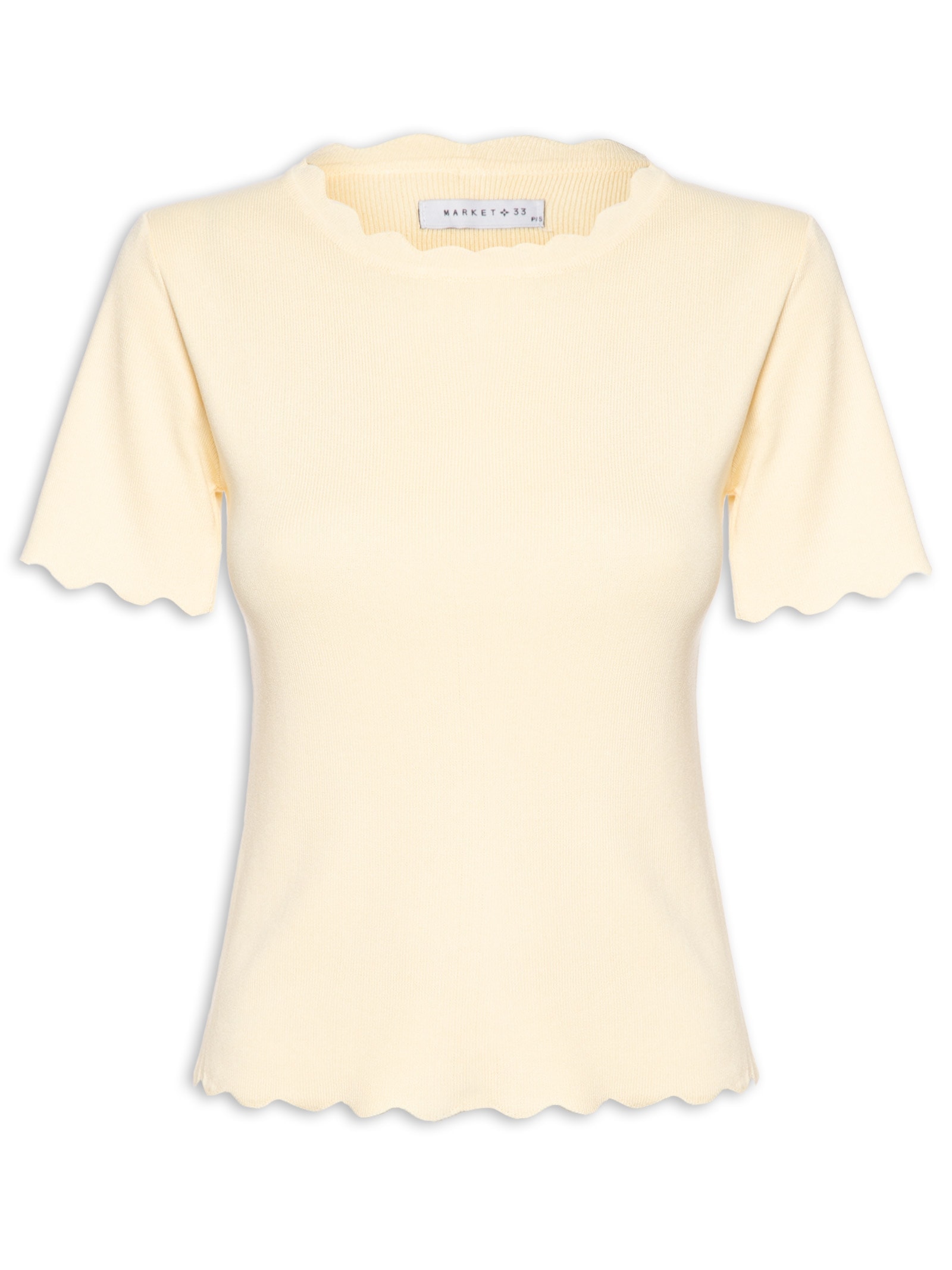 Blusa Feminina Tricot Decote Ondulado Amarelo Market 33