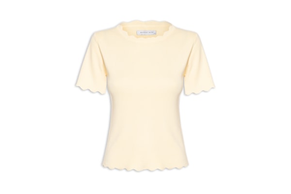 Blusa Feminina Tricot Decote Ondulado - Amarelo