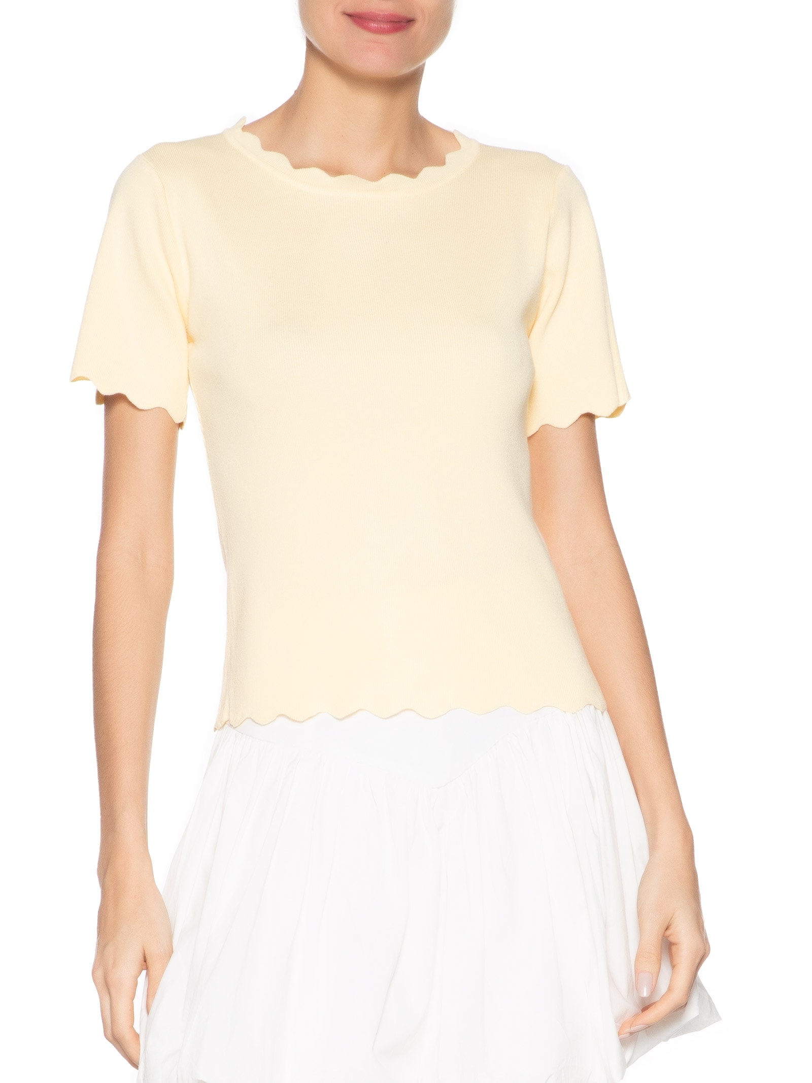 Blusa Feminina Tricot Decote Ondulado Amarelo Market 33