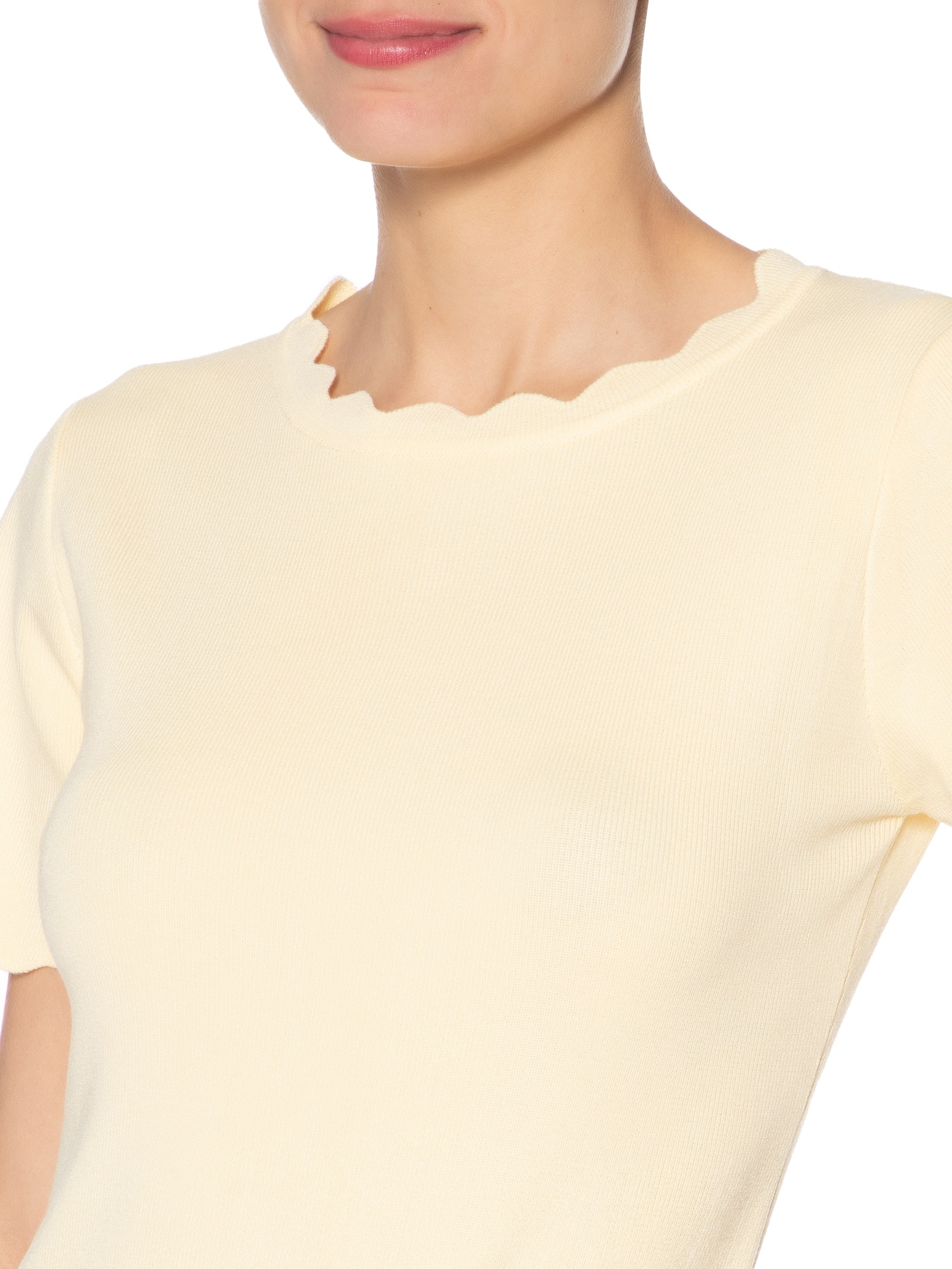 Blusa Feminina Tricot Decote Ondulado Amarelo Market 33