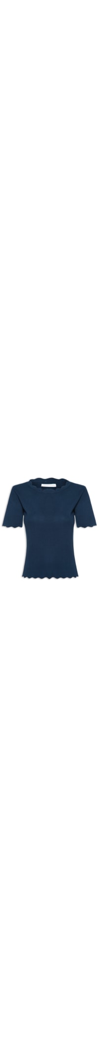 Blusa Feminina Tricot Decote Ondulado - Azul