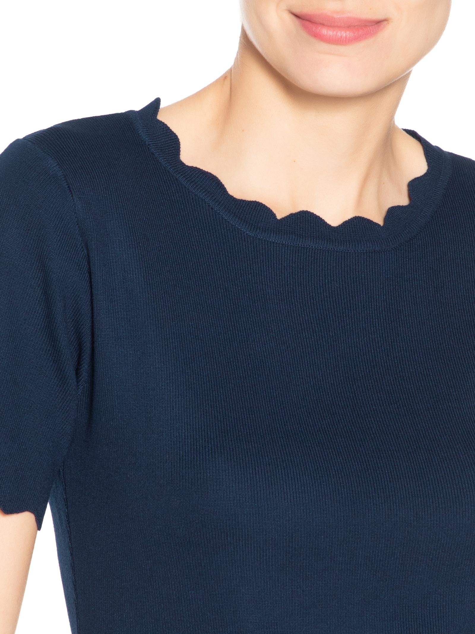 Blusa Feminina Tricot Decote Ondulado Azul Market 33