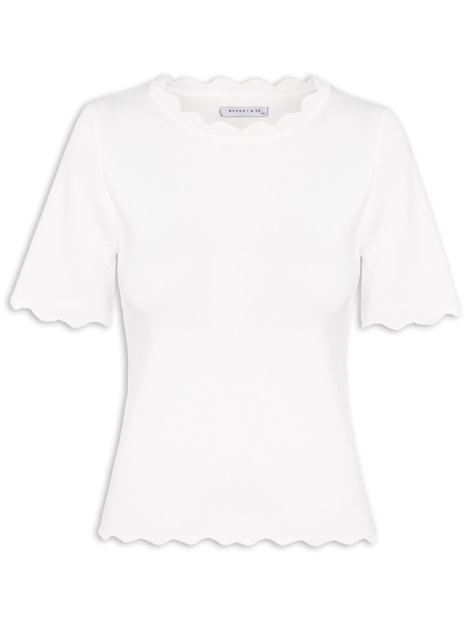 Blusa Feminina Tricot Decote Ondulado Off White Market 33