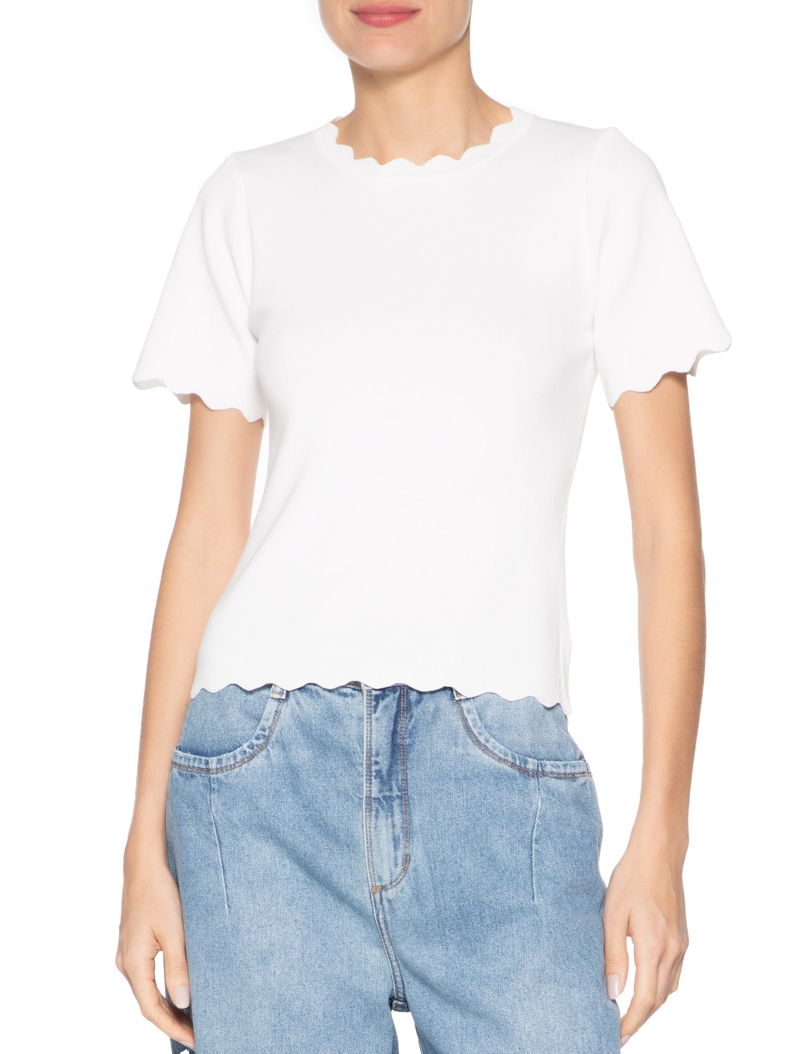 Blusa Feminina Tricot Decote Ondulado Off White Market 33