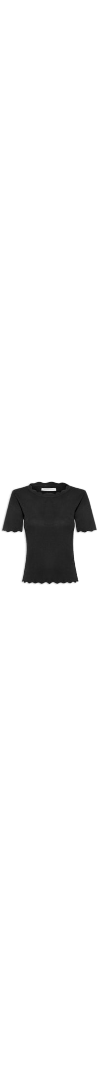 Blusa Feminina Tricot Decote Ondulado - Preto