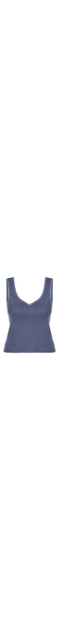 Blusa Feminina Tricot Decote V - Azul