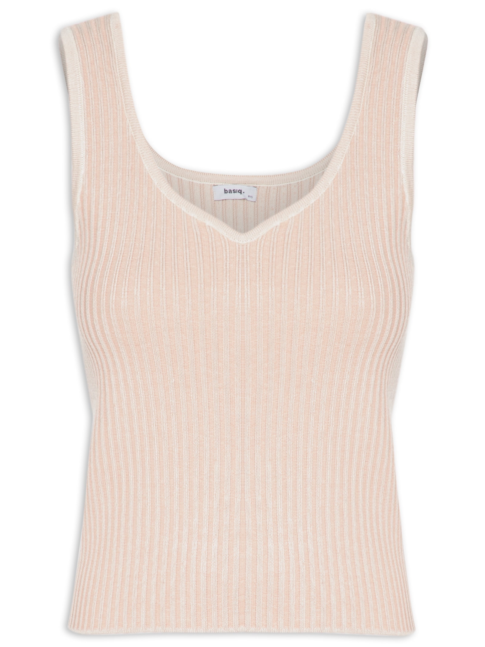 Blusa Feminina Tricot Decote V Bege Basiq