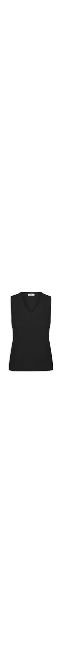 Blusa Feminina Tricot Decote V Sem Manga - Preto