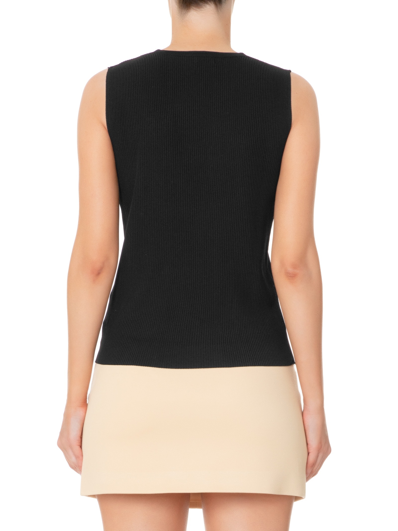 Blusa Feminina Tricot Decote V Sem Manga Preto Basiq