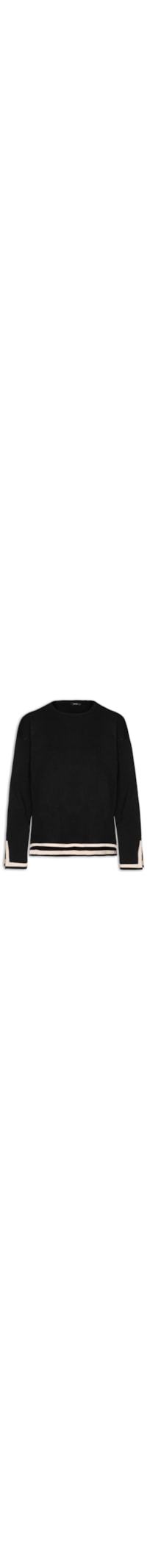 Blusa Feminina Tricot Detalhe Bicolor - Preto