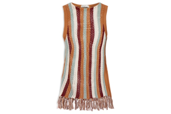 Blusa Feminina Tricot Detalhe Franja - Laranja