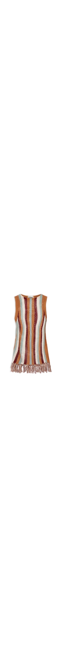 Blusa Feminina Tricot Detalhe Franja - Laranja