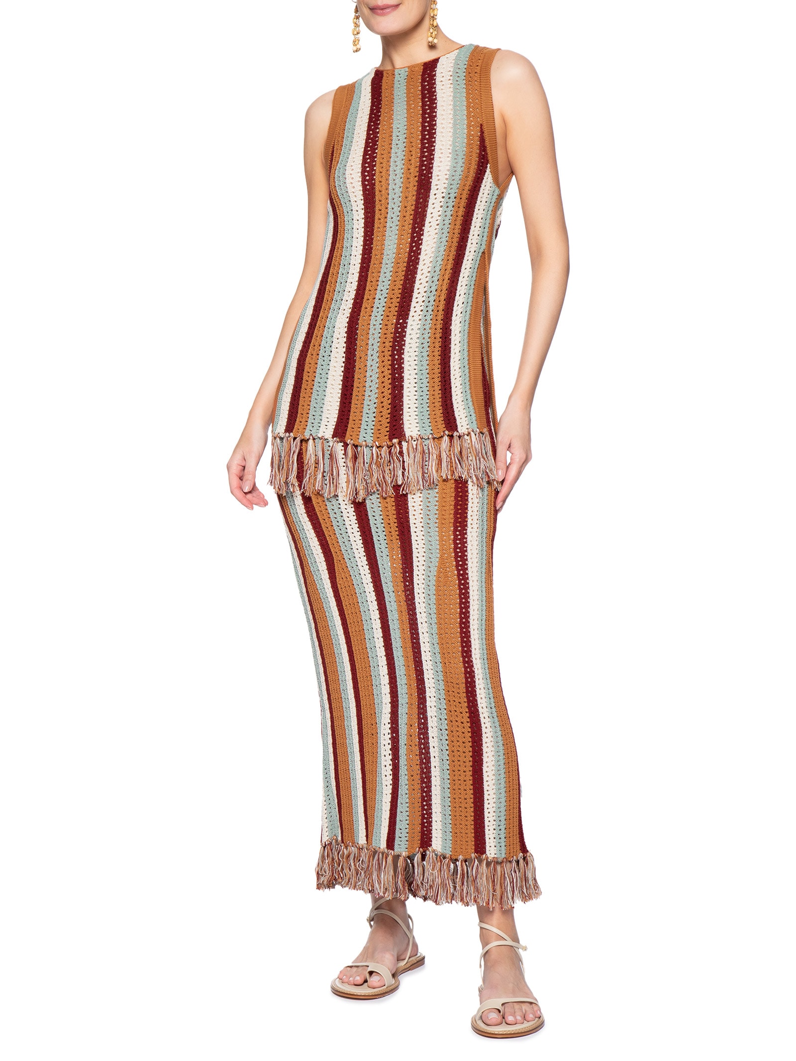 Blusa Feminina Tricot Detalhe Franja Laranja Dress To