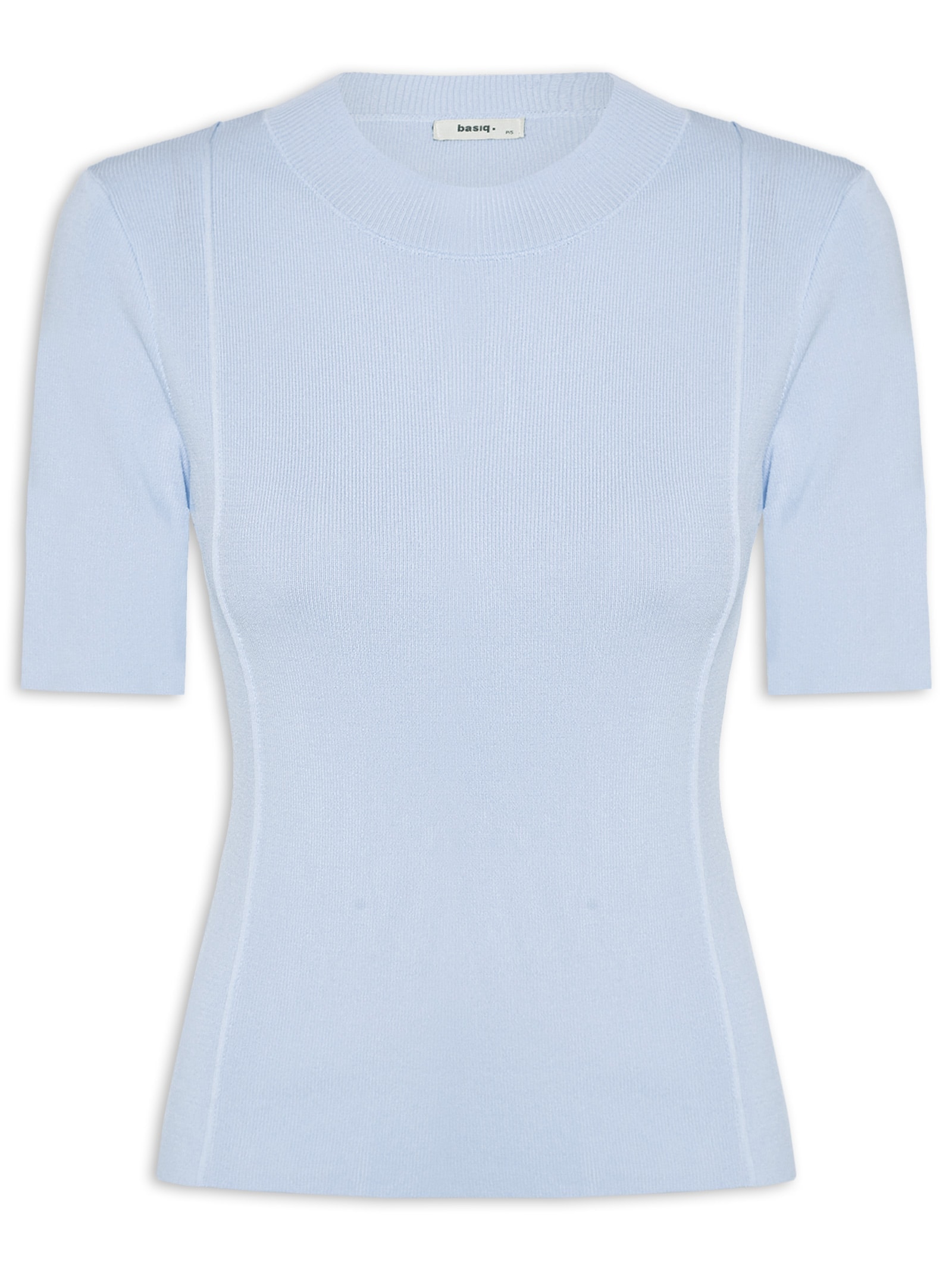Blusa Feminina Tricot Detalhe Nervura Azul Basiq