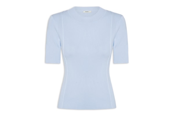 Blusa Feminina Tricot Detalhe Nervura - Azul