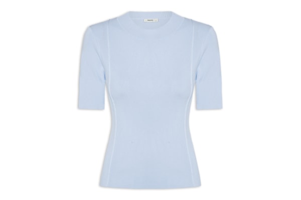 Blusa Feminina Tricot Detalhe Nervura - Azul