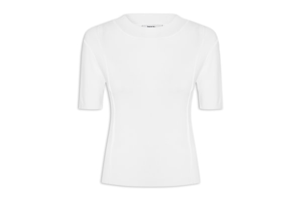 Blusa Feminina Tricot Detalhe Nervura - Branco