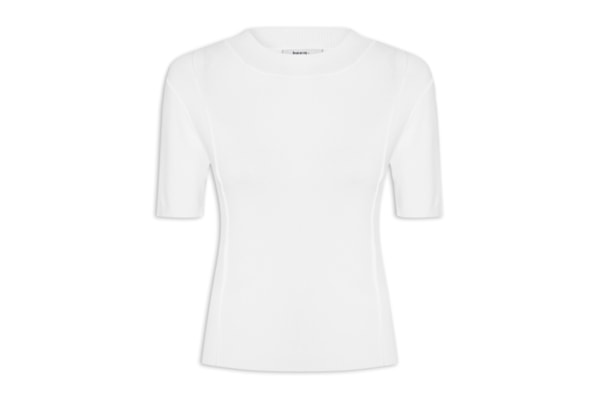 Blusa Feminina Tricot Detalhe Nervura - Branco