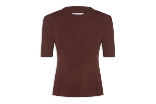 Blusa Feminina Tricot Detalhe Nervura - Marrom