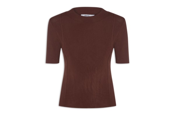 Blusa Feminina Tricot Detalhe Nervura - Marrom