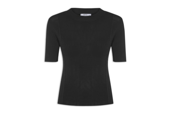 Blusa Feminina Tricot Detalhe Nervura - Preto