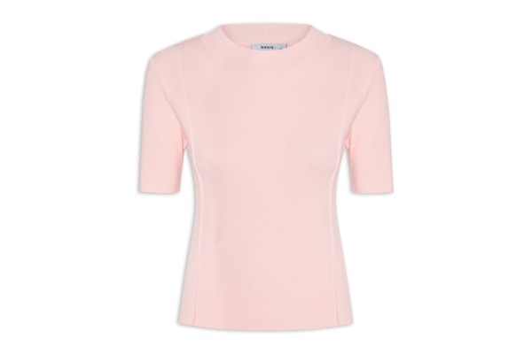 Blusa Feminina Tricot Detalhe Nervura - Rosa