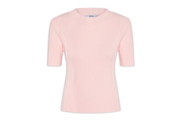 Blusa Feminina Tricot Detalhe Nervura - Rosa