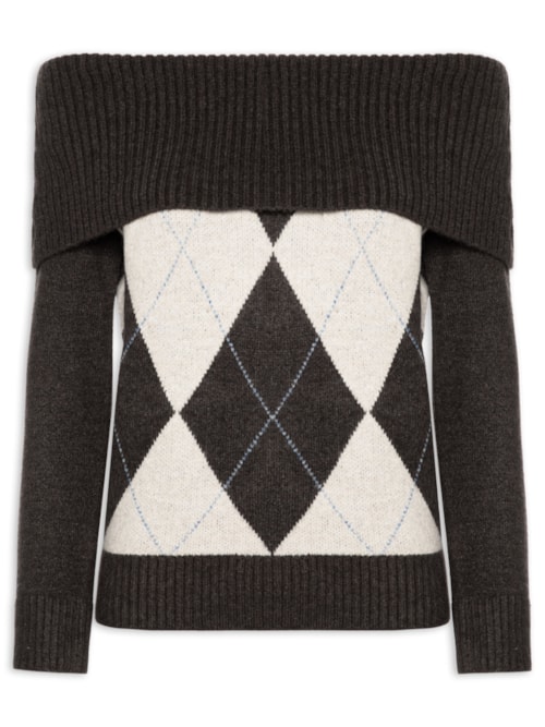 Blusa Feminina Tricot Drapey Off - Marrom