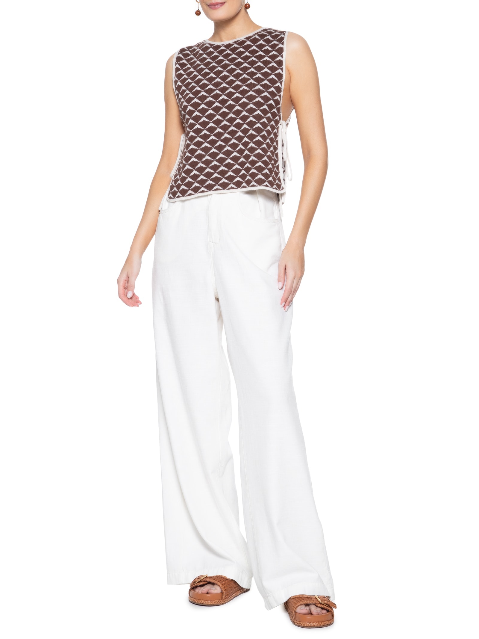 Blusa Feminina Tricot Dupla Asa Delta Marrom Dress To