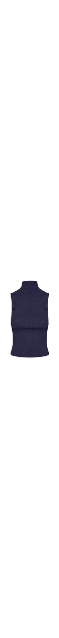 Blusa Feminina Tricot Gola Alta - Azul