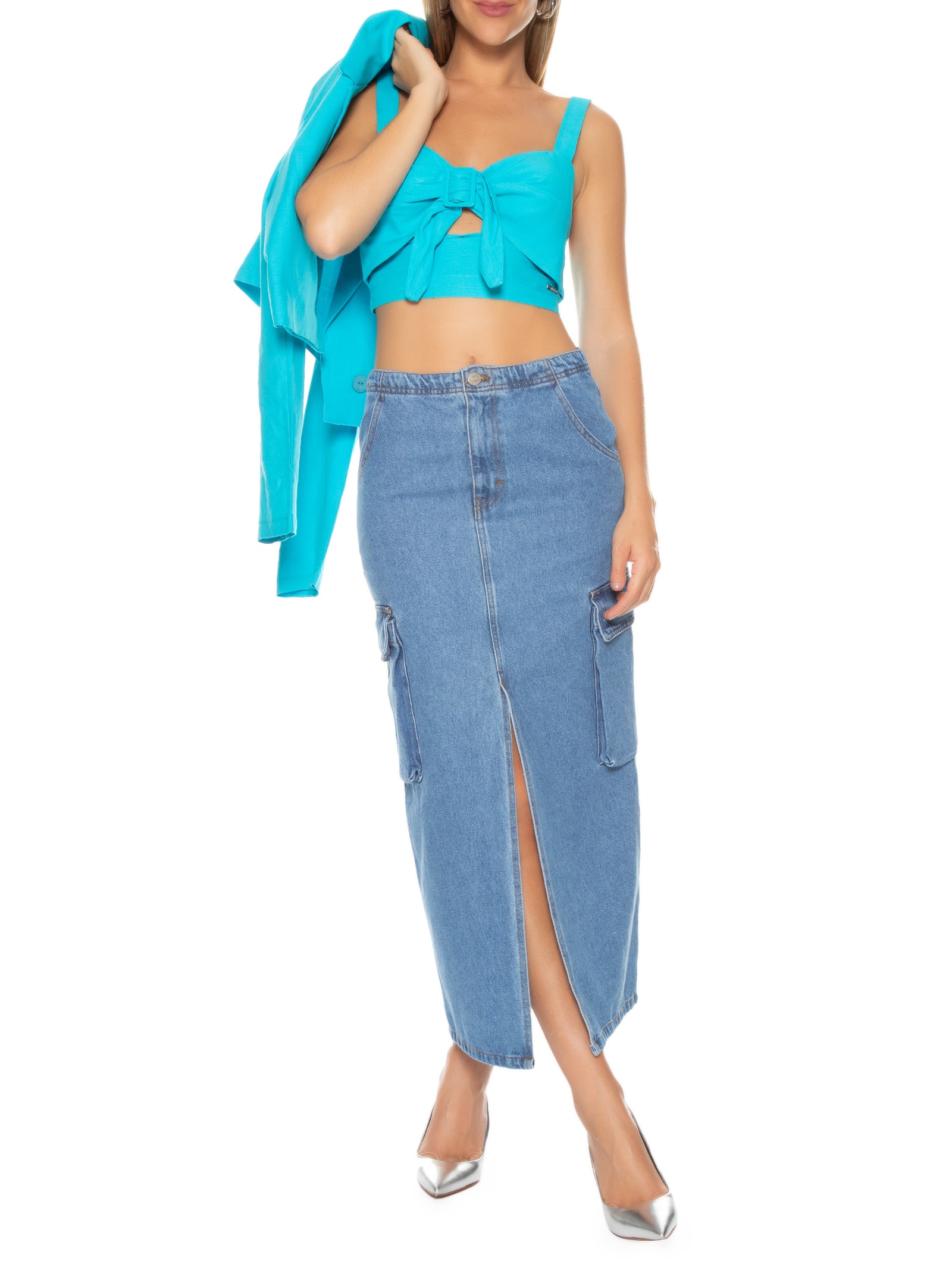 Blusa Feminina Tricot Gola Alta Bege  Colcci