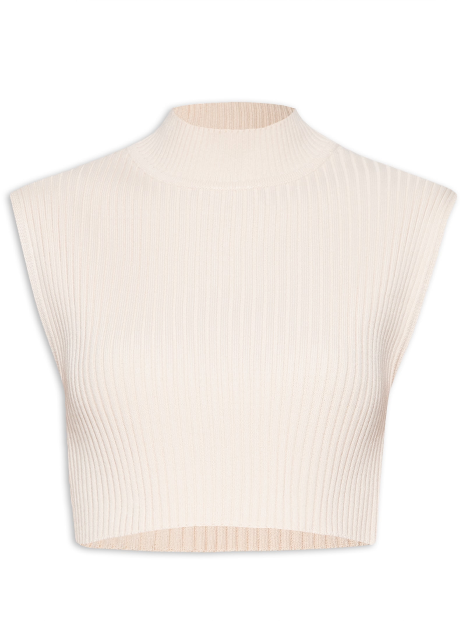 Blusa Feminina Tricot Gola Alta Bege Dress To