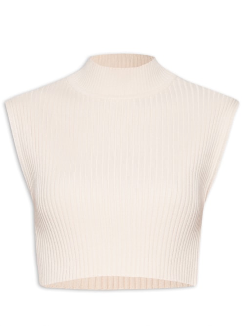 Blusa Feminina Tricot Gola Alta – Bege