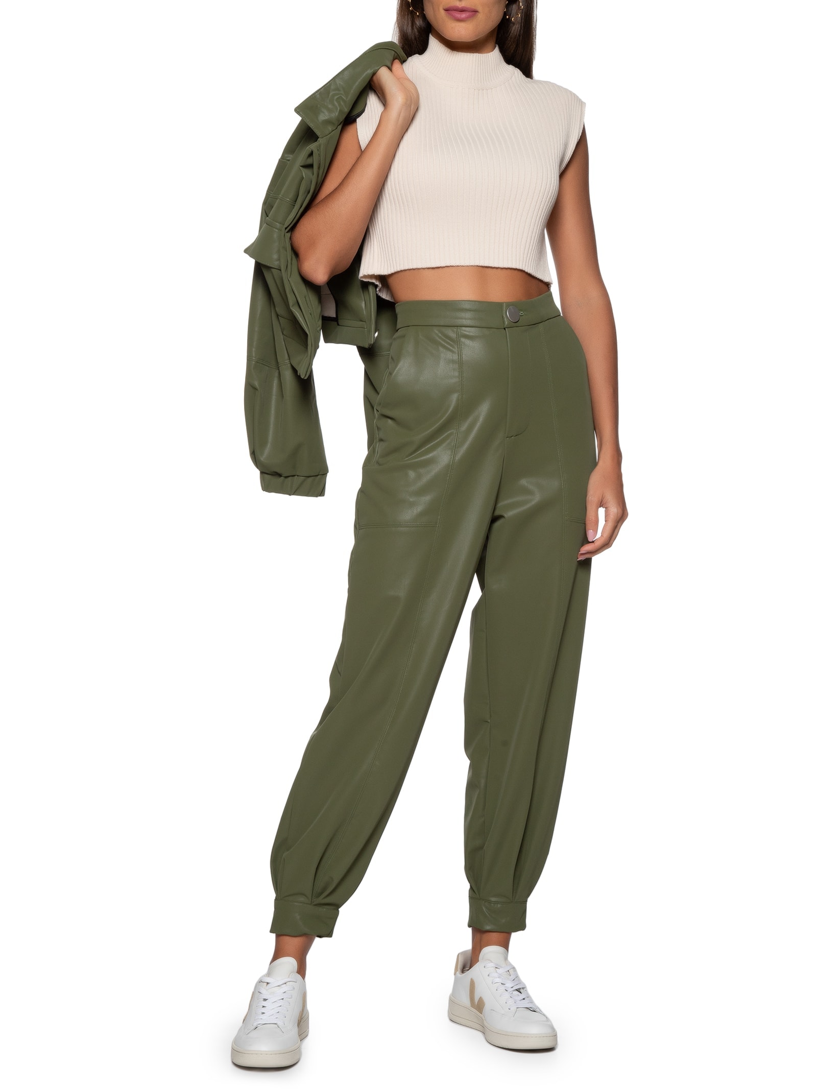 Blusa Feminina Tricot Gola Alta Bege Dress To