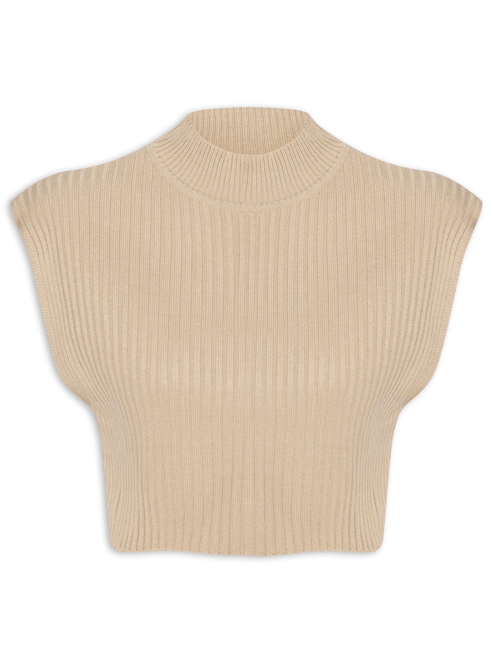 Blusa Feminina Tricot Gola Alta Bege Dress To