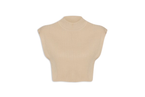 Blusa Feminina Tricot Gola Alta - Bege