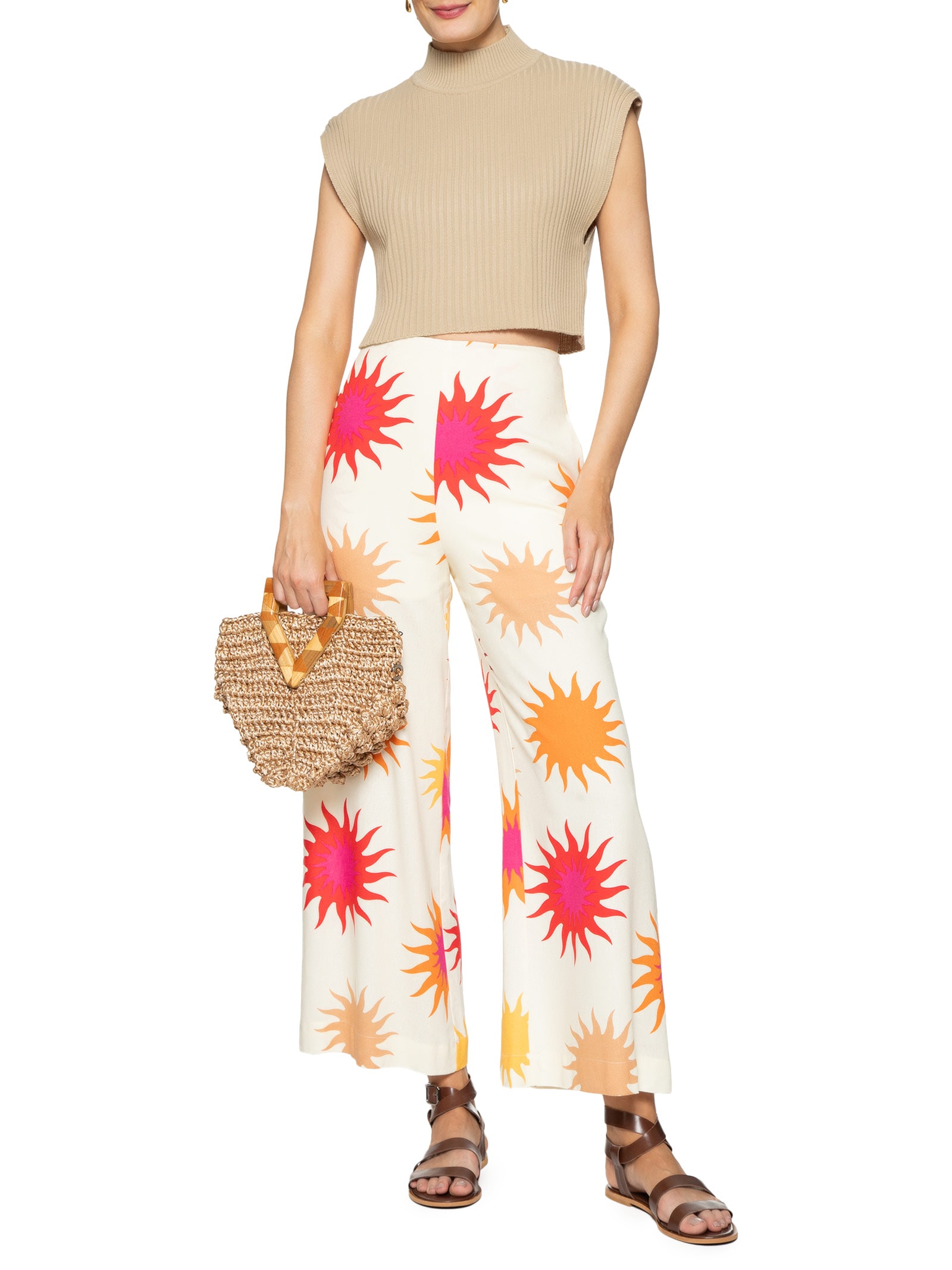 Blusa Feminina Tricot Gola Alta Bege Dress To