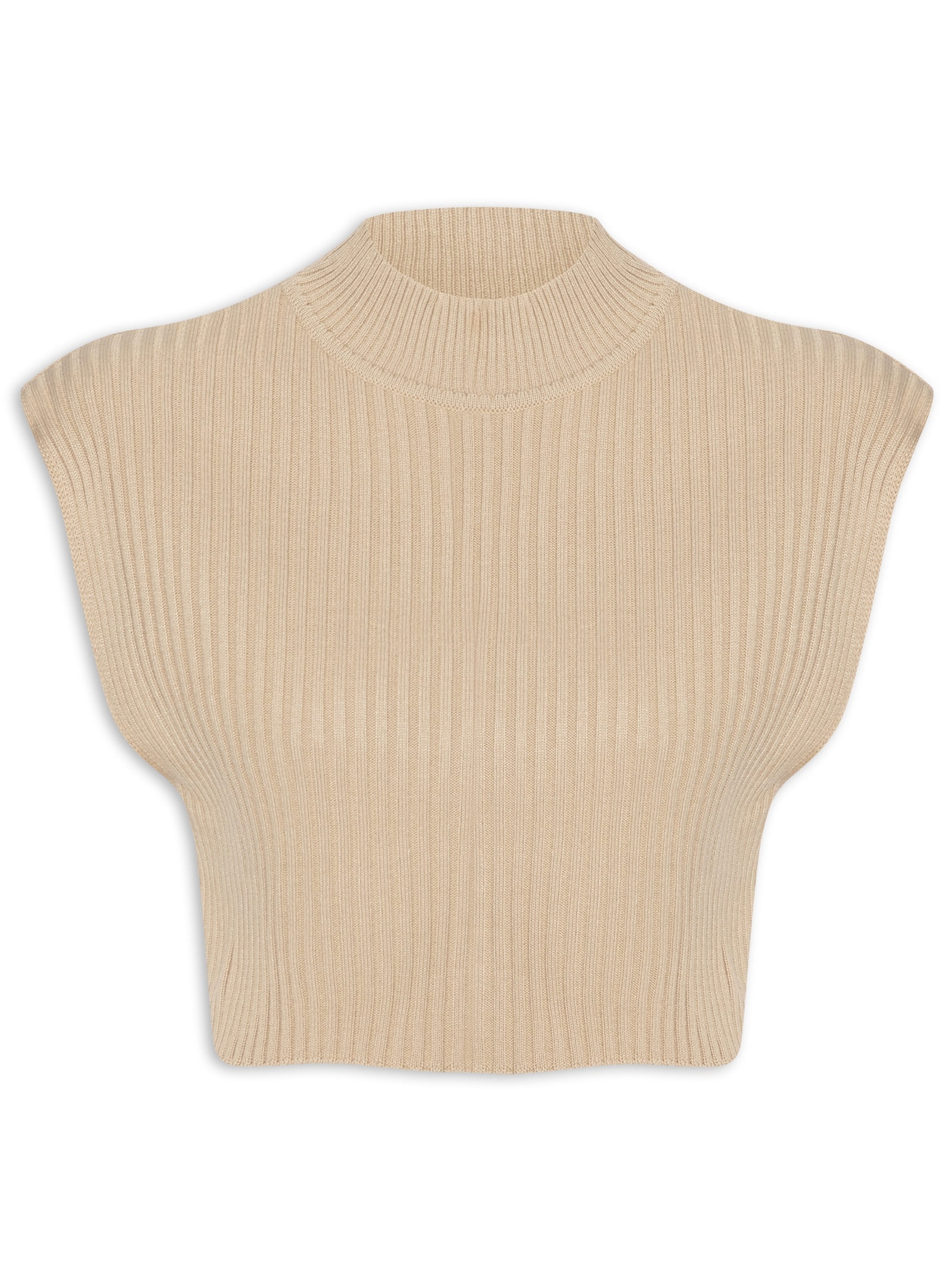 Blusa Feminina Tricot Gola Alta Bege Dress To