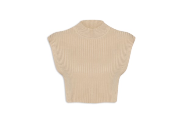 Blusa Feminina Tricot Gola Alta - Bege