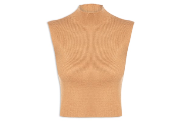 Blusa Feminina Tricot Gola Alta - Bege