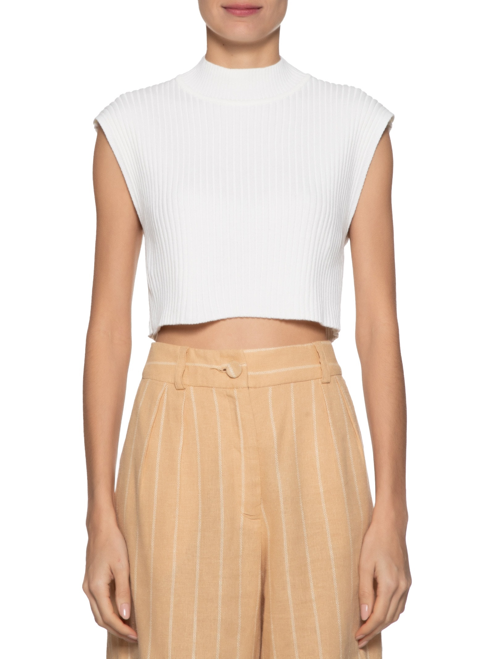 Blusa Feminina Tricot Gola Alta Branco Dress To